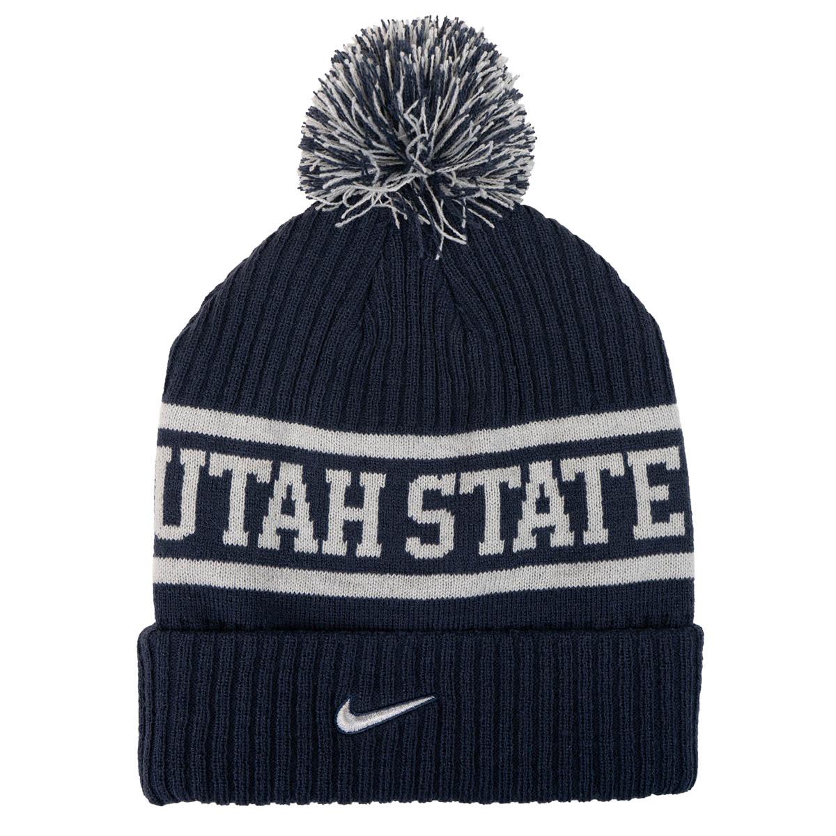 Nike Utah state aggie bull pom pom beanie